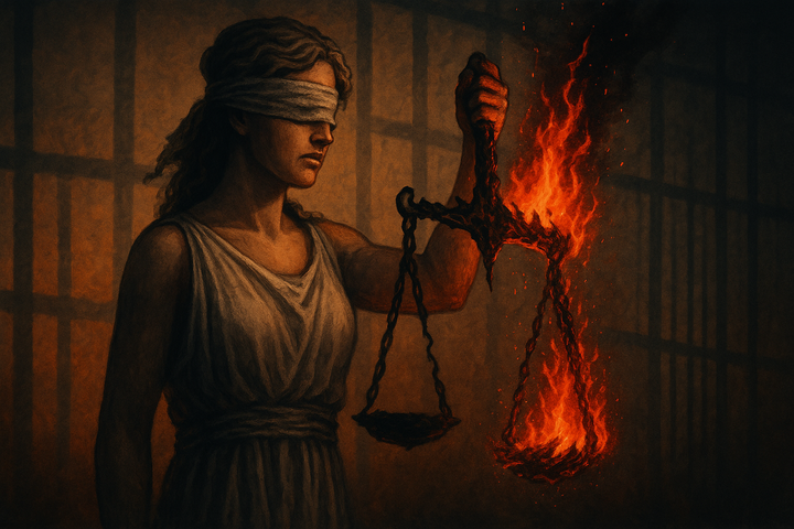 Justitia sieht nichts – und will es auch nicht sehen.